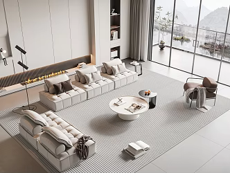 Modern sofa coffee table combination home 3d model
