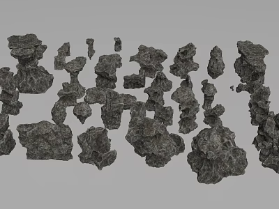 Natural Stone and Wood Decorative Pieces with Various Shapes for Home Decor 3d model