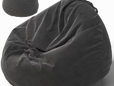 Comfortable Gray Velvet Bean Bag Chair for Living Room Relaxing Seating 3d model