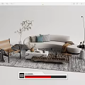 Quiet Sofa Tea Table Combination Sofa Coffee Table 3d model
