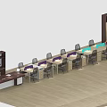 Modern Spacious Open Plan Office Desks With Ergonomic Chairs And Under Desk Storage Cabinets