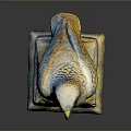 Detailed Eagle Statue With Intricate Feather Design Perched On Stone Pedestal