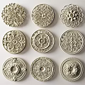 Ceiling Medallions Featuring Nine Different Intricate Decorative Patterns For Interior Design 3d model