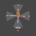 Orange and Blue Ambulance Helicopter with Medical Rescue Design and Rotors