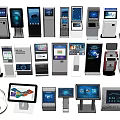 Public Facilities Modern Self Service Kiosks With Touchscreen Displays Information And Payment Terminals