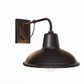 Black Metal Wall Mounted Lamp with Curved Arm and Wide Shade
