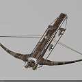Traditional Wooden Crossbow Weapon With Detailed Metal Components And Bowstring Structure