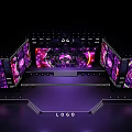 Modern Stage Design With LED Screens Purple Pink Lighting Effects And Logo