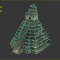 Ancient Pyramid Structure With Stepped Levels And Stone Temple Architecture