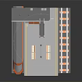 Miniature Train Station Platform With Railway Tracks Benches Stairs And Building