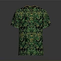 Fashionable Green Short Sleeve T-shirt With Printed Paisley Pattern For Daily Wear