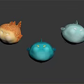 Cute Colorful Aquatic Animals Featuring Orange Fish And Blue Puffer Shapes