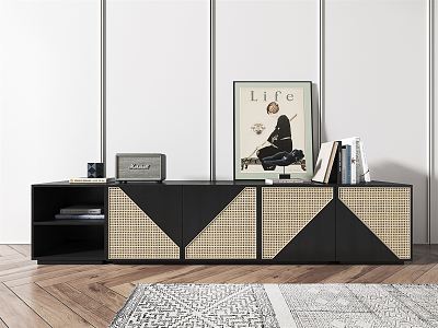 Nordic TV Cabinet Rattan TV Cabinet model