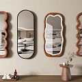 Decorative Wall Mounted Mirrors With Wooden Frames And Unique Shapes For Interior Design 3d model