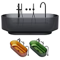 Modern Freestanding Bathtub In Black Orange Green With Stylish Faucet Design Features