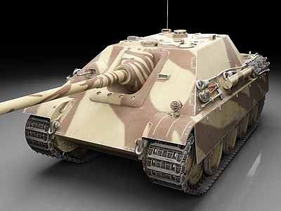 Camouflage Military Tank With Long Barrel And Tracks On Dark Background 3d model