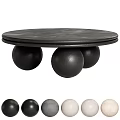 Modern Black Round Coffee Table With Sphere Base And Smooth Surface Design 3d model