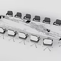 Modern Conference Table With Marble Top And Black Office Chairs With Metal Frame