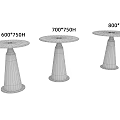 Round Marble Top Tables With Wooden Conical Bases And Various Heights
