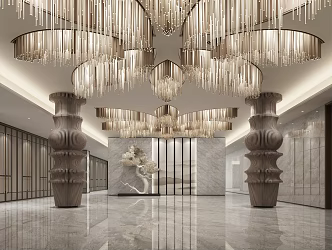 New Chinese Front Hall Ballroom Front Hall 3d model