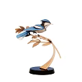 Blue And White Bird Figurine On Gold Branch With Black Base Decorative Ornament Set