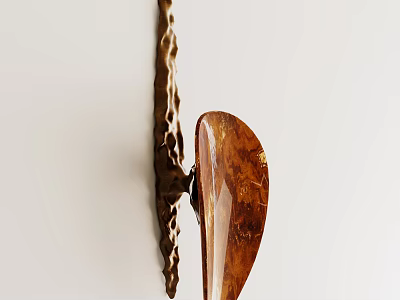 Abstract Wall Lamp With Unique Brown Amber Shade And Metallic Frame On White Wall 3d model