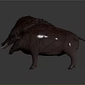 Mythical Boar Creature with Purple Red Skin Large Tusks and Spiked Mane