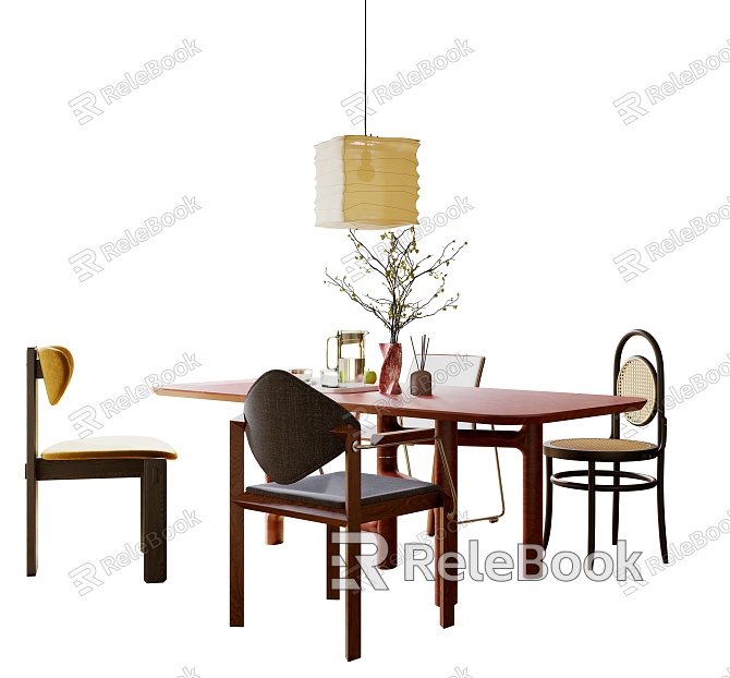 Quiet Ancient Style Dining Table and Chair Combination Ornaments Combination Art Chandelier model