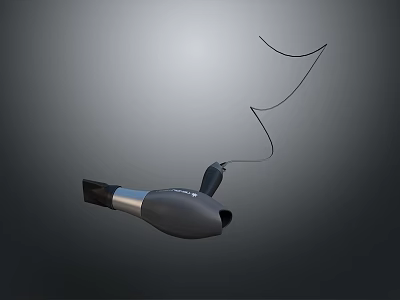 Modern Gray Hair Dryer With Sleek Design And Power Cord 3d model