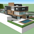 Modern Detached Villa with Large Glass Windows Swimming Pool Lush Greenery and Well Maintained Lawn
