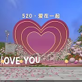 520 Romantic Love Together Photo Spot With Pink Heart Decoration And LOVE YOU Letters
