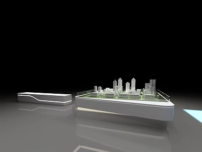 Commercial Equipment For City Model Display With Glass Cover And Reflective Platform 3d model