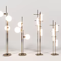 Modern Floor Lamps With Metal Stands And Spherical Rectangular Bulbs For Interior Decor 3d model