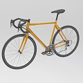 Modern Yellow Road Bicycle With Black Handlebars Seat And Tires