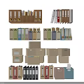 Assorted Office Folders In Different Colors With Storage Boxes And Labeled Tabs 3d model