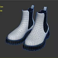 Modern White Leather Chelsea Boots With Black Side Panels And Chunky Sole