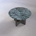 Stylish Modern Round Dining Table Set With Marble Top And Black Chairs 3d model