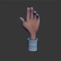 Red Human Hand Organ Displayed With Blue Cuff On Dark Surface Background 3d model