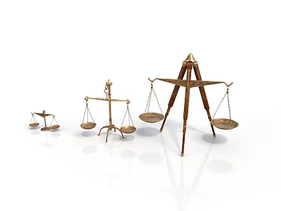 Set of Three Vintage Metal Balance Scales as Decorative Household Items 3d model