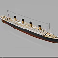 Classic Cruise Ship Model with White Hull Black Smokestacks and Red Accents