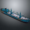 Blue Cargo Ship With Deck Cranes And Multiple Cargo Holds Marine Equipment 3d model