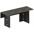Pair of Dark Wood Writing Desks With Black Legs Drawers And Cable Holes