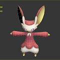 Cute Pink And White Game Character With Large Ears And Purple Eyes