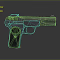 Detailed Showcase Of Vintage Black Metal Pistol With Textured Grip And Classic Design
