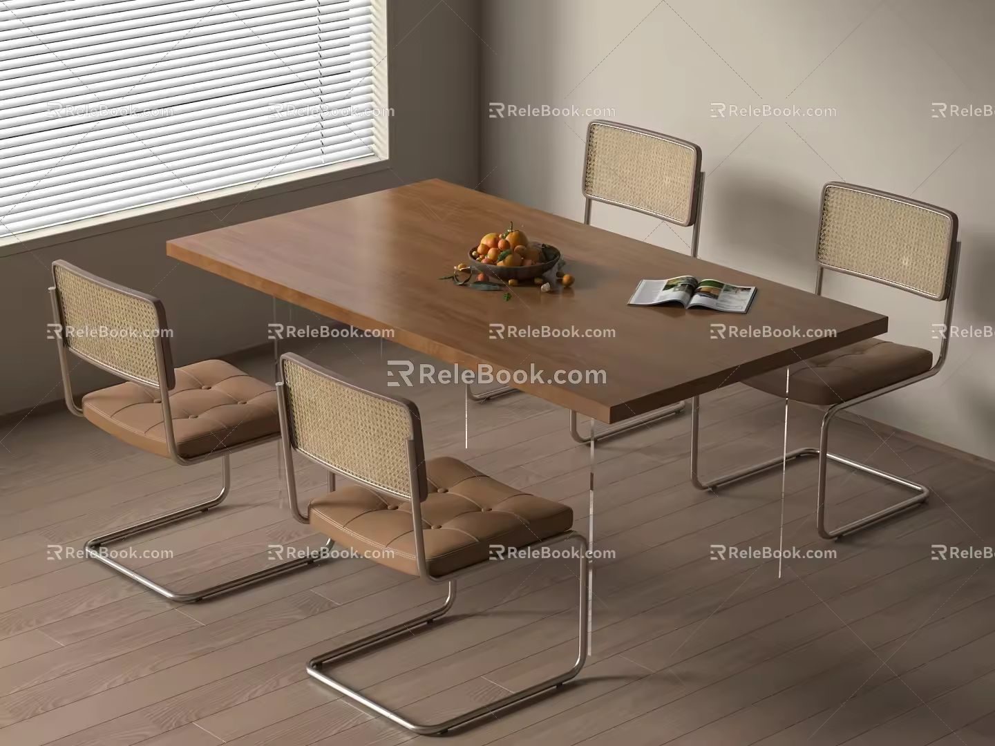 Nordic Dining Table and Chair Combination 3d model