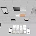 White Ceiling Design With Built in Lights Vents And Multiple Fixtures 3d model