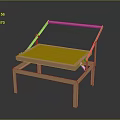 Orange Metal Stand With Grid Tray And Elevated Frame Structure Design