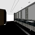 Public Restroom Design With Multiple Sinks Mirrors Stone Walls And Lighting