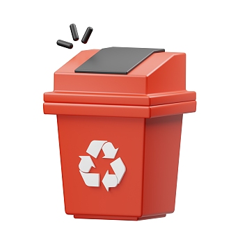 Trash bin Recyclable Trash Bin Red Trash Bin Trash Bin 3d model