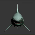 Turquoise 3D Shark Model With Smooth Surface On Black Reflective Base